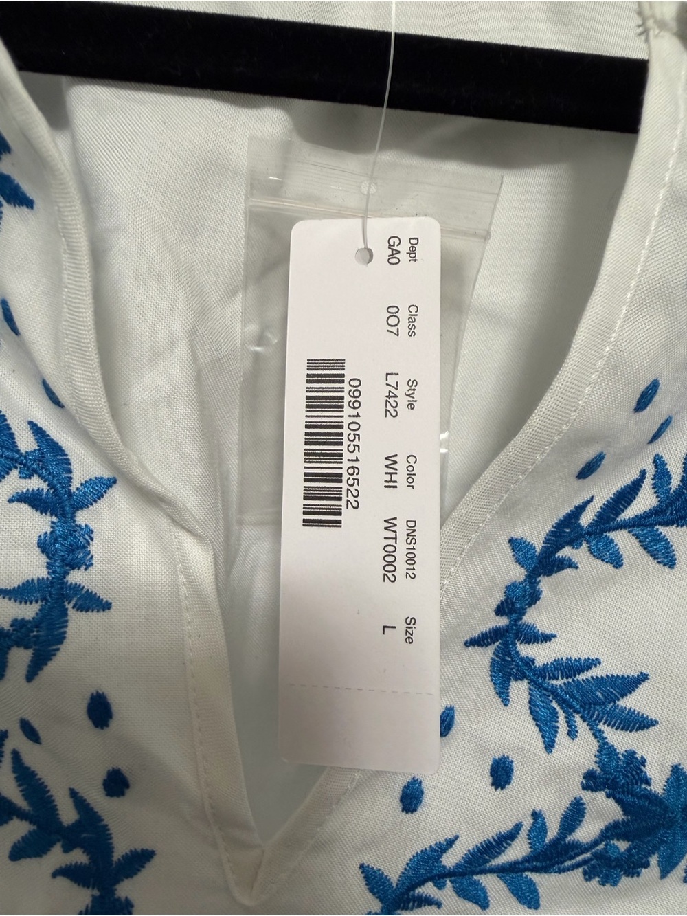 NWT J.Crew Flutter Sleeve Embroidered Trim Top White Blue Large - Picture 4 of 7